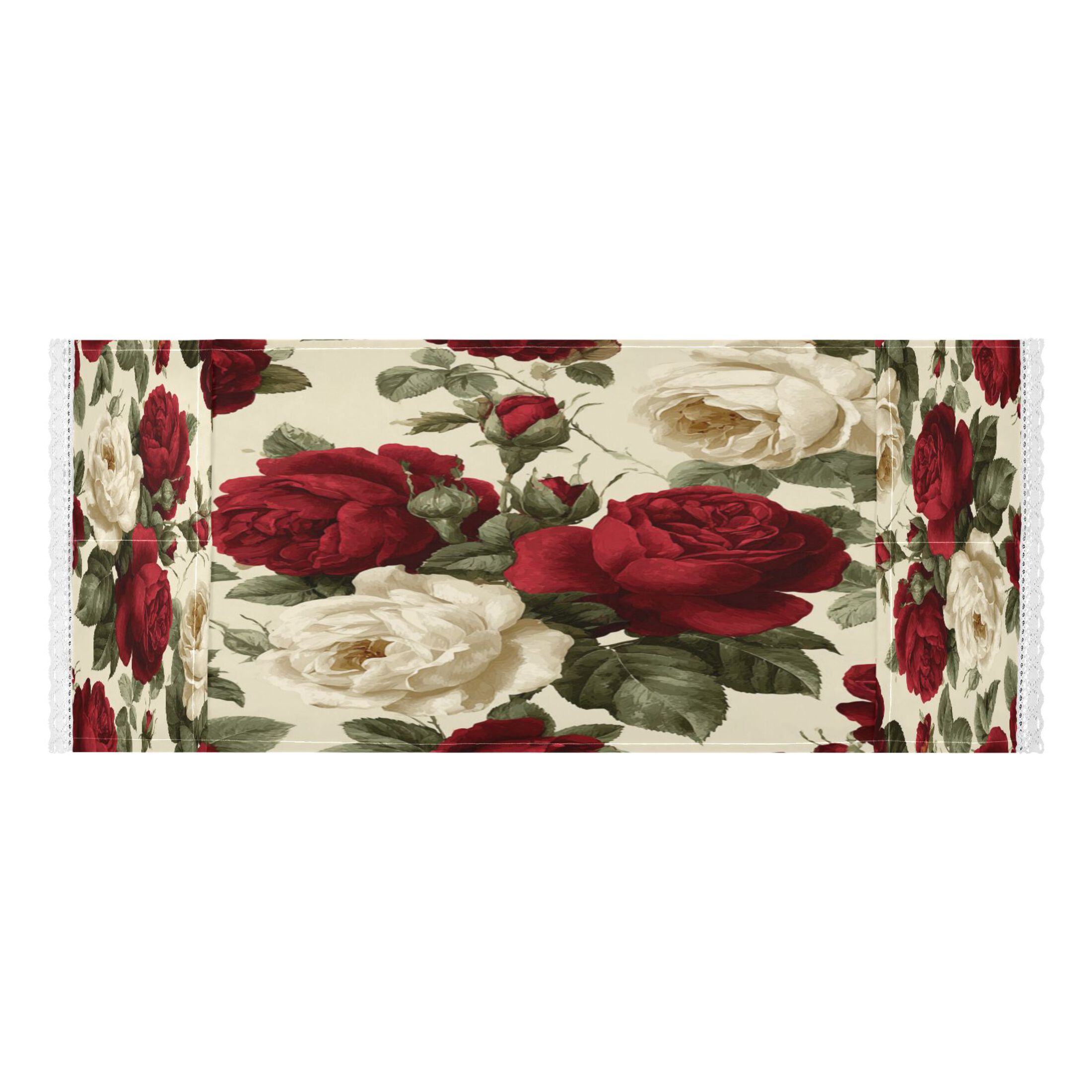 Dustproof Washing Machine Cloth Washer and Dryer Top Covers, Fridge Dust Cover, With Storage Bags Red and White Roses