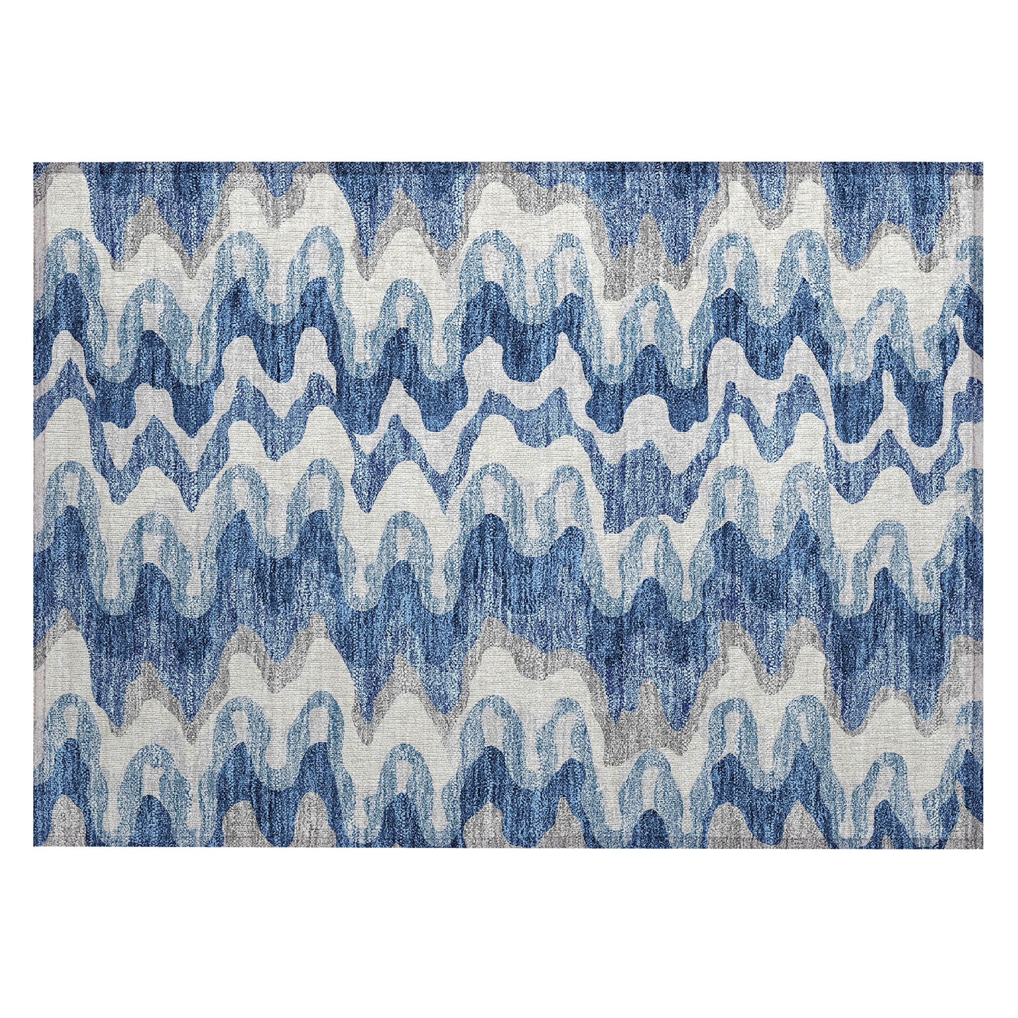 Addison Rugs Chantille Indoor/Outdoor Transitional Waves Blue Washable Rectangle Rug, 1'8" x 2'6"
