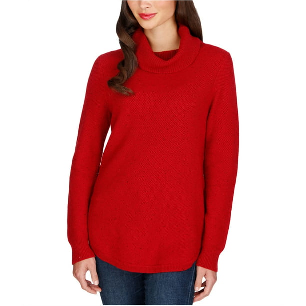 LUCKY BRAND Womens Red Zippered Long Sleeve Cowl Neck Sweater Size XS ...