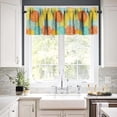 thumbnail image 4 of Blue Yellow Floral Valance Curtain Boho Dahlia Chrisanthemum Flowers Pattern Rod Pocket Valance Window Treatments Short Curtains for Kitchen Bathroom Farmhouse 54x18inch, 4 of 6