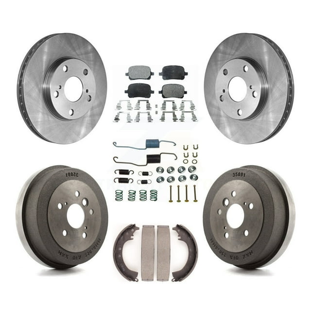 Transit Auto Front Rear Disc Brake Rotors Ceramic Pads and Drum Kit (7Pc) for Car 2002-2003 Toyota Solara 2.4L K8T-102445