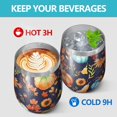 thumbnail image 4 of 12oz Stemless Wine Tumblers Fall Pumpkins Leaves Pattern Vacuum Insulated Stainless Steel Travel Tumbler Cups Mug with Lid and Straw for Champaign,Cocktail,Beer with Cleaning Brush, 4 of 5