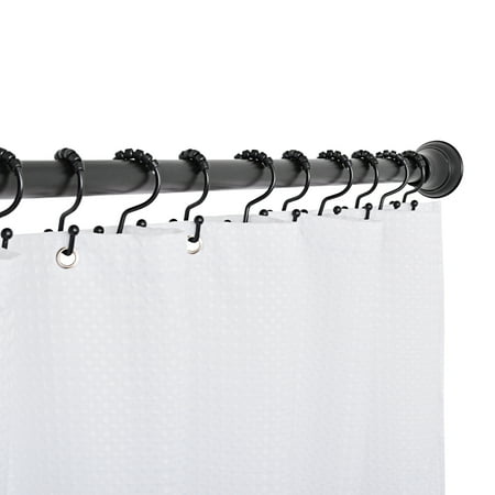 Utopia Alley Shower Hooks - Double Shower Curtain Rings for Bathroom - Rust Resistant Shower Curtain Hooks for Shower Curtain or Liner - Double Roller Shower Curtain Hooks - Set of 12 Matte Black