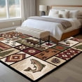 thumbnail image 4 of Country Patch Plaid Area Rugs 6'x9', Washable Small Throw Rugs for Kitchen Dining room, Brown Farmhouse Retro Bear Deer Cabin Indoor Outdoor Rug Non-Slip Low Pile Carpet Runner Reversible Floor Mats, 4 of 8