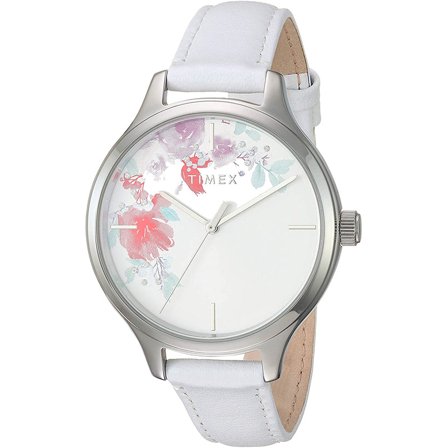 Timex Women's Crystal Bloom Swarovski  Brass Case/White Leather Watch TW2R66800