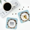 thumbnail image 4 of Fuzoiu World Travel Print Leather Coasters Set,Drink Coasters Set of 4,for Tabletop Protection, Durable PVC Coasters,Home Décor and Housewarming Gift-Square, 4 of 6