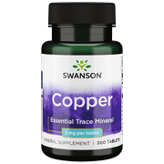 Swanson Copper Essential Trace Mineral, Helps Maintain The Health Of Organs & Tissues, 2 mg (300 Tablets)