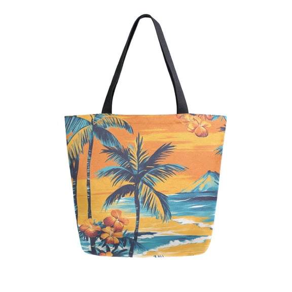 DIXRUYEE Tote Bag Women Weekender Travel Bag Shoulder Handbag Tropical Paradise at Sunset Printed