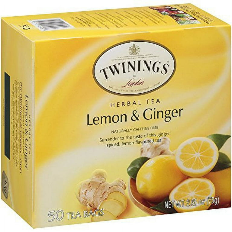 Twinings of London Lemon & Ginger Herbal Tea Bags, 50 Count (Pack of 1)