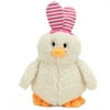 White Plush Chick with Pink Striped Bunny Ears