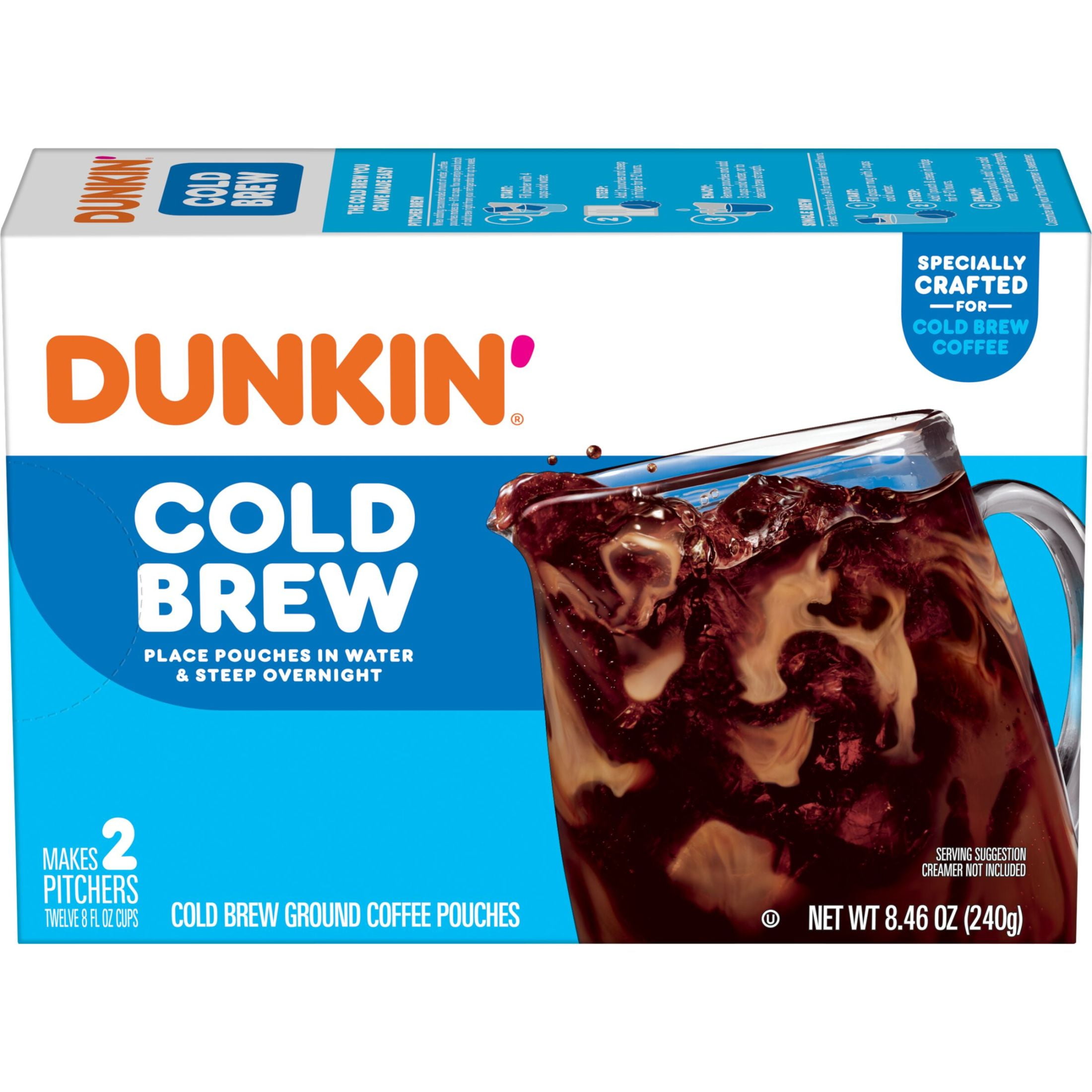 Dunkin’ Cold Brew Ground Coffee Pouches, 8.46 oz Box