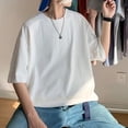 thumbnail image 2 of Men T-shirt Oversized Solid Summer Casual Wear Tee Fashion Comfortable Loose Top, 2 of 9