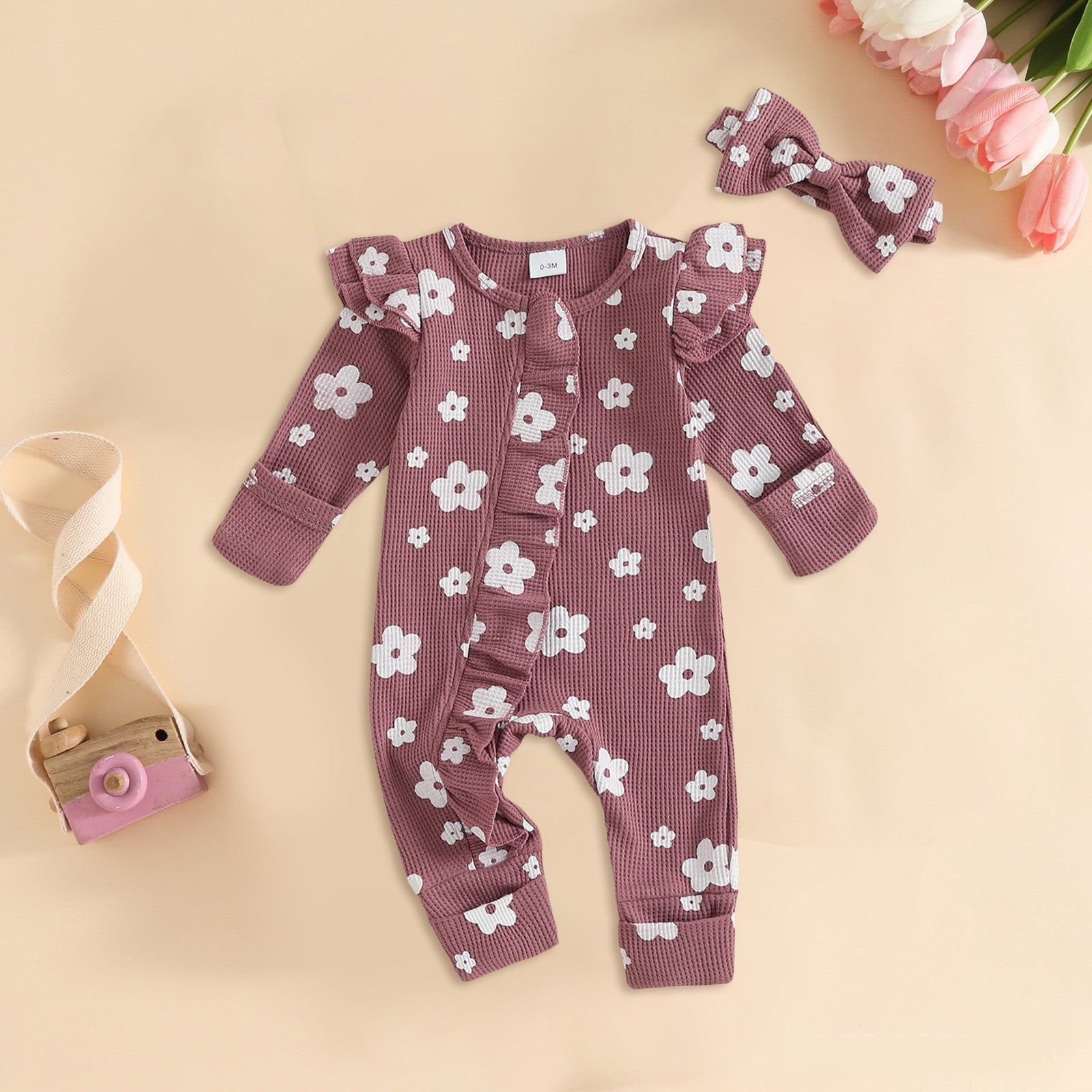 Staki Newborn Pajamas Baby Girls Pajamas, Zip Front Non-Slip Footed Sleeper Pjs Organic Cotton 0M,3M,6M,9M,12M,18M(Purple,9-12 Months)