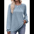 thumbnail image 1 of Camisas de Larga para Mujer, Moda Otoño 2025, Blusas Elegantes e Informales, Blusas Tipo Túnica Plisadas con Cuello Redondo. Azul XXL, 1 of 10