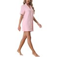 thumbnail image 4 of Unique Bargains Women's Summer Short Sleeves Button Down Sleepshirt, 4 of 5