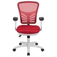 thumbnail image 5 of Emma + Oliver Mid-Back Red Mesh/White Frame Multifunction Ergonomic Office Chair with Arms, 5 of 12
