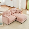 thumbnail image 2 of Sofas for Two Cloud Sectional L-Shaped Couch With Ottoman,Soft Chenille Fabric,Tufted Cushion Backrest Design High-Density Foam,Fits Bedrooms Living Rooms Reading Nooks,Pink,Small Couches, 2 of 25