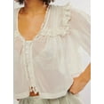 thumbnail image 4 of Women Y2K See Through Peplum Shirt Ruffle Lace Trim Buttons Tops Short Sleeve Doll Collar Babydoll Blouse White XS, 4 of 6
