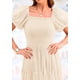 thumbnail image 5 of Vestido PRETTYGARDEN Midi con Fruncido, Tul y Mangas Abullonadas Beige M, 5 of 7