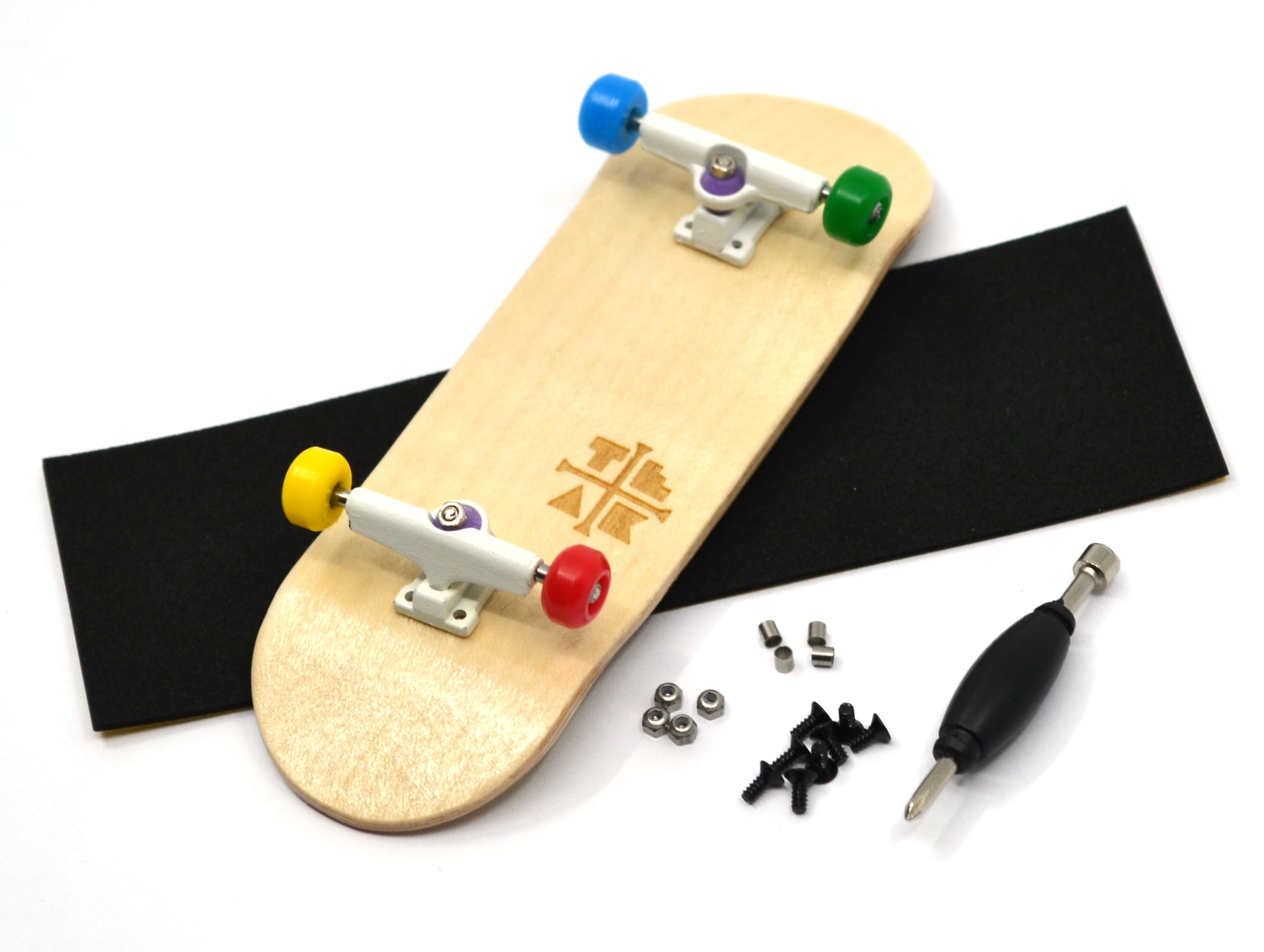 30mm Fire Complete Wooden Fingerboard with Trucks and Wheels Foam Tape MapleWood 