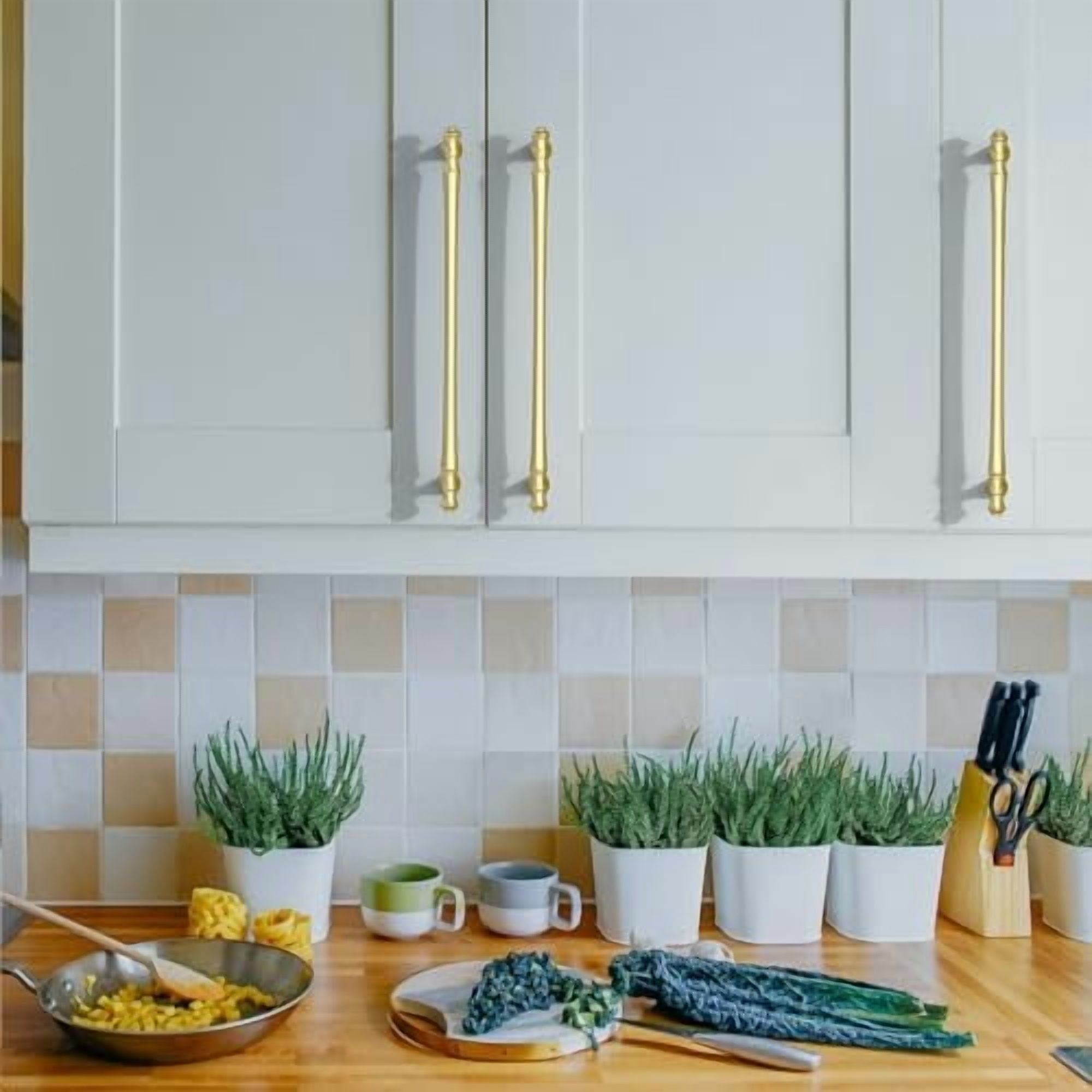 6 Pack 10 Inch(254mm) Brushed Gold Kitchen Cabinet Handles, Cabinet Pulls Kitchen Cabinet Hardware for Cupboard Drawer Pulls