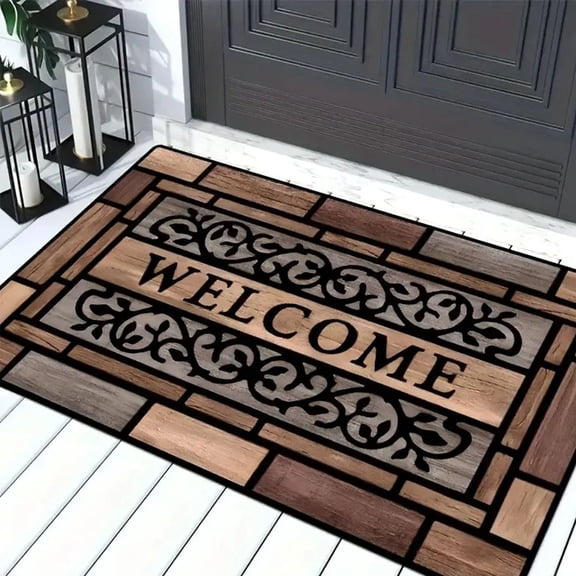 AuroraX Welcome Mats for Outside Farmhouse Waterproof Non Slip Decorative Brick-patterns Washable Front Door Mats Outdoor Front Door Rug Indoor Entrance
