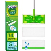 Swiffer Sweeper 2-in-1 Dry + Wet Floor Mopping and Sweeping Kit, Multi-Surface Kit for Floor Cleaning, Kit Includes 1 Sweeper, 14 Dry Sweeping Cloths, 5 Wet Mopping Cloths