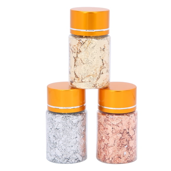 Copos de hoja de oro, 3 piezas de copos de hoja de oro, juego de copos de oro, copos de hoja de oro metálicos, uso conveniente