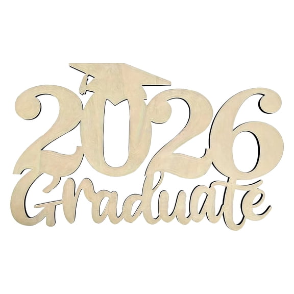 FXMLRLK 2026 Graduation Party Decorations Wooden Sign Class of 2026 Photo Booth Props 2026 Graduation Picture Props for 2026 Graduation Party Supplies (Beige)