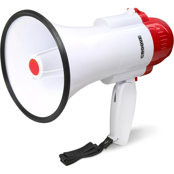 Portable Megaphone Bullhorn Loud Speaker with Siren Music & Volume Control, 30 Watt Lightweight Mini Bull Horn, 800 Yard Voice Range Mega Phone, Cheering Gifts for Adults, Kids Ages Year Old