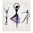 thumbnail image 3 of Ambesonne Ballet Shower Curtain, Ballerina Dancer Silhouettes, 69"Wx84"L, Off White Black Mauve, 3 of 3