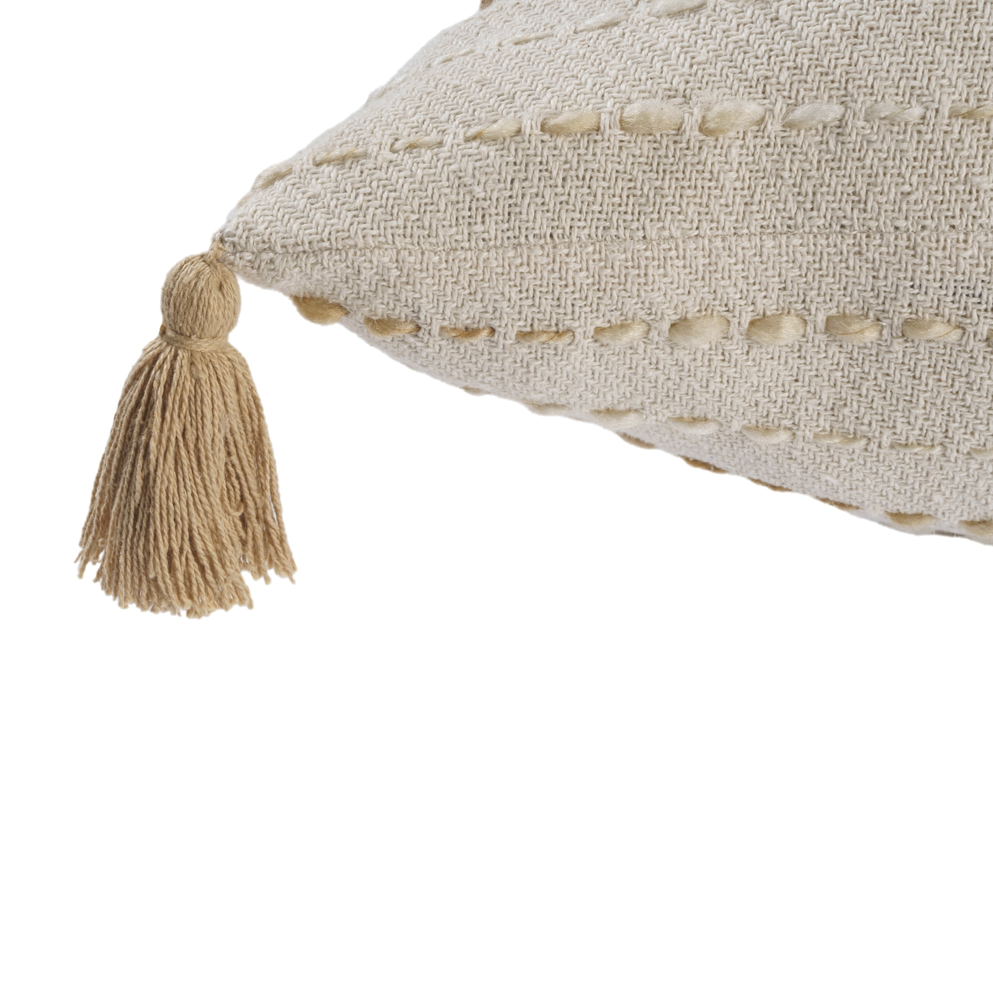 Ox Bay Emma 20" x 20" White/Beige Striped Cotton Blend Adult Decorative Throw Pillow Cover