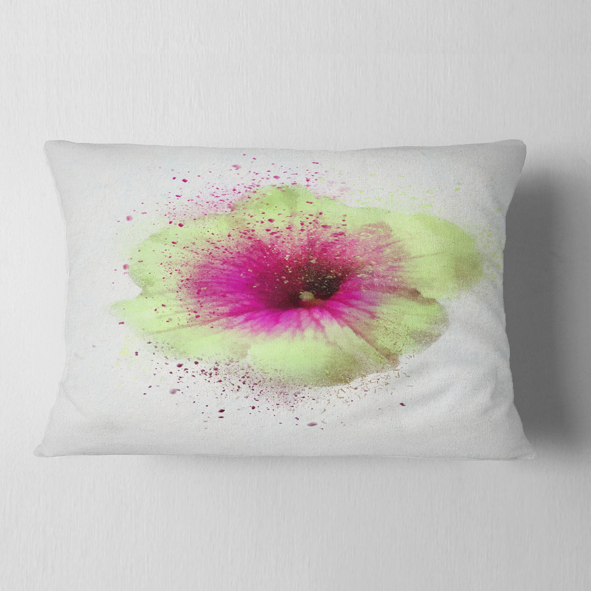 Designart Colorful Gentiana Alpina Watercolor - Floral Throw Pillow - 12x20