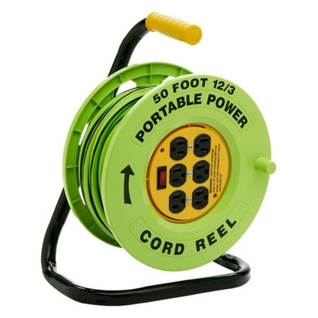 Designers Edge Power Stations 12/3-Gauge Cord Reel with 6 Outlets, 50-Foot