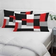 thumbnail image 4 of Red Black Grey Geometric Throw Pillow Cover, Pillowcase Protectors with Zipper, Breathable Decorative Lumbar Pillow Case Cover, Modern Abstract Art Luxury Pillow Shams for Couch Sofa 16x24Inch, 4 of 8
