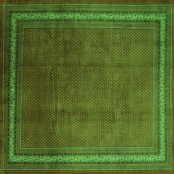 Ahgly Company Indoor Square Persian Green Traditional Area Rugs, 5' Square