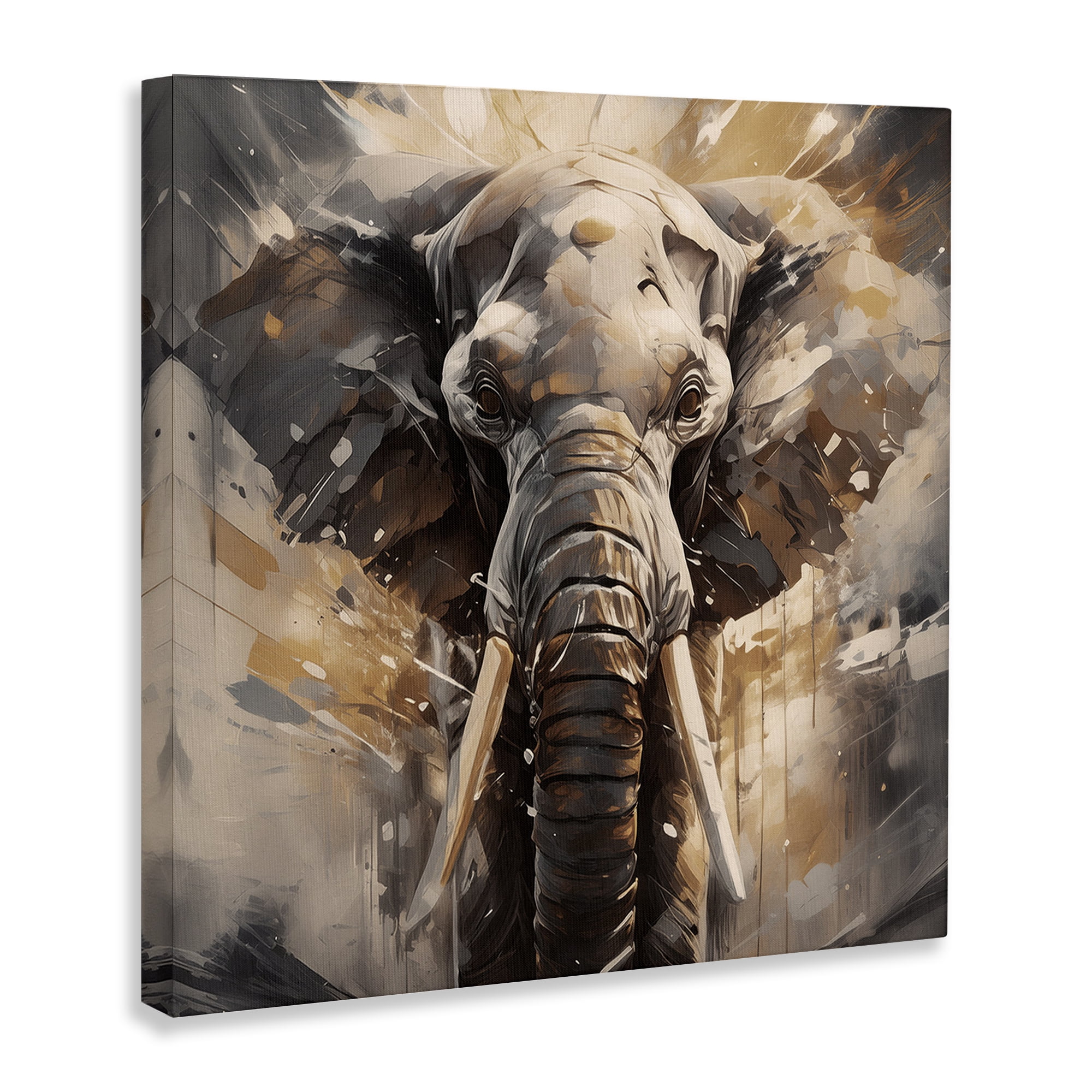 Stupell Industries Modern Splatter Elephant Animals Painting Wrapped Canvas Art Print Wall Art, 36 x 36