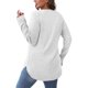 thumbnail image 5 of Ropa bonita,Camiseta de cuello en V para mujer, blusa informal holgada, botones delanteros con abertura en el bajo, mezcla de poliéster, talla mediana, sopatenor, 5 of 9