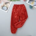thumbnail image 3 of Alvivi Kids Girls Shiny Sequins Harem Pants Hip Hop Trousers Street Dance Wear Performance Costumes Red 5-6, 3 of 6