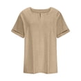 thumbnail image 4 of vigerkar Summer Cotton Plus Size Tops for Women Trendy Short Sleeve V Neck Loose Blouse Workout Basic Comfy T Shirts Tees (Khaki, XXL), 4 of 5