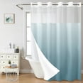 thumbnail image 4 of No Hook Shower Curtain and Snap in Liner Set Waterproof Washable Fabric Boho Bath Curtain with See Through Mesh Top Window for Bathroom - 71*81, 4 of 5