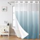 thumbnail image 4 of Cortina de ducha sin ganchos y juego de forro a presión, cortina de baño de tela bohemia impermeable y lavable con ventana superior de malla transparente para baño, 4 of 5