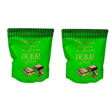 2 PACK | Chocovia Dubai Chocolate – Milk Chocolate with Pistachio & Kadaif, Individually Wrapped Gourmet Chocolates
