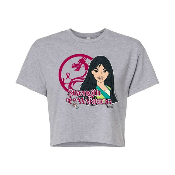 Disney Princess - Strength Of A Warrior - Juniors Cropped Cotton Blend T-Shirt