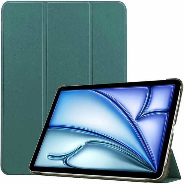 Funda Protectora Rígida de Cuero PU con Soporte Magnético para iPad Air 11" M2 (2024) - Verde