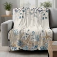 thumbnail image 2 of Blue Beige Coastal Blanket Soft Cozy Warm Throw Blanket for Couch, Plush Fuzzy Flannel Fleece Blankets for Sofa, Beach Starfish Summer Eucalyptus Rustic Bed Blankets Gifts for Men, 50"x60", 2 of 9