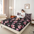 thumbnail image 4 of Manfei Kawaii Pink Bowknot 4 Pieces Queen Sheet Sets for Girls Teens Children,Cute Fruit Cherry Ultra Soft Flat Sheet,Love Heart Print Queen Fitted Sheet,Breathable Home Decor, 4 of 7