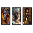 thumbnail image 2 of Designart "Exquisite Design of African Woman I" African American Framed Wall Art Set Of 3 - Orange Glam Frame Gallery Set For Office Decor, 2 of 6