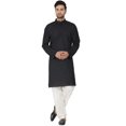 thumbnail image 1 of SKAVIJ Hommes Kurta Pyjama Ensemble Coton à Manches Longues Robe de Soirée de Yoga Black L, 1 of 6