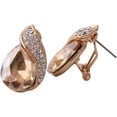 thumbnail image 5 of Gold Plated Crytsal Rhinestone Water Drop Shape Stud Earrings for Women Ear Buckle Earrings, 5 of 13
